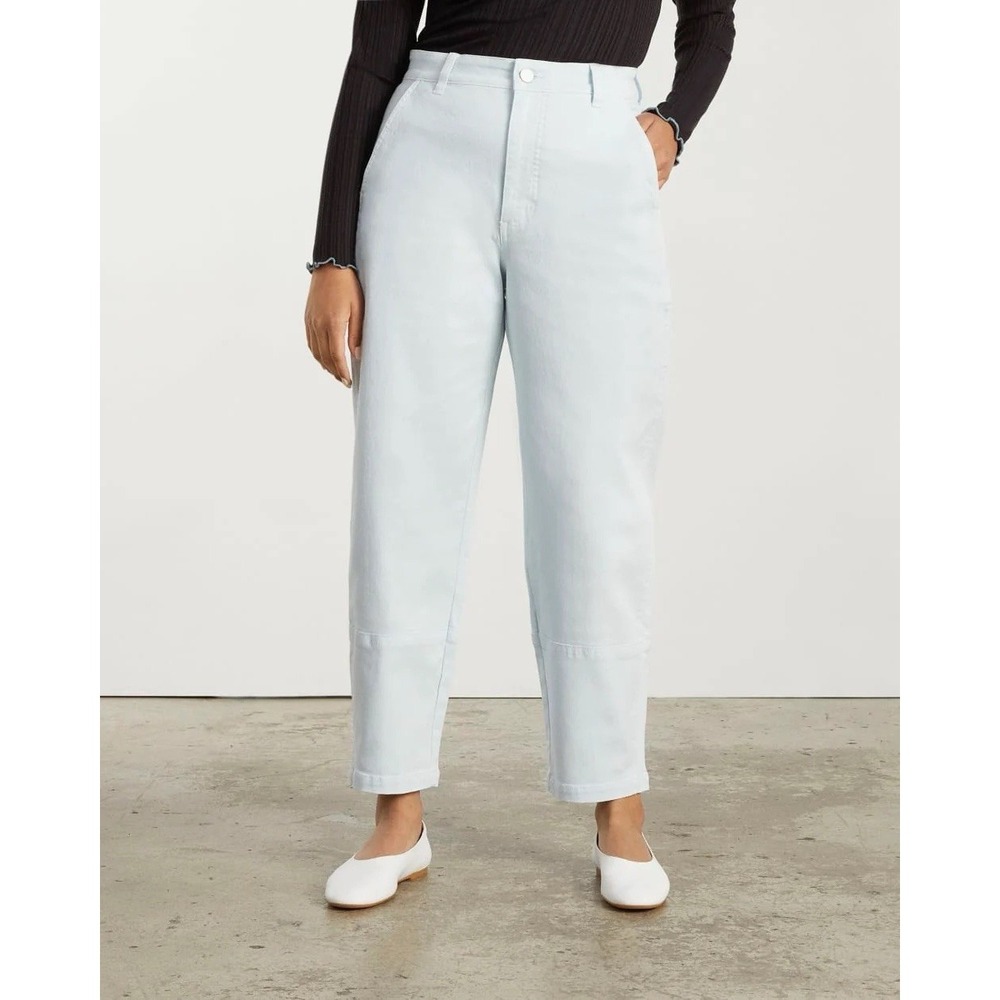Everlane Sky Blue Utility Barrel Pant 14 High Rise Crop Wide Curve Leg Gorpcore